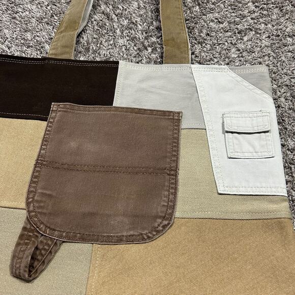 Handmade Bag Patchwork Denim Tote Bag Shoulder Bag Canvas Workwear 13x5.5x16 - Picture 2 of 11